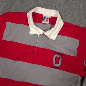 VTG Ohio State Rugby Shirt Mens M Striped OSU Lacrosse Long Sleeve Polo Kessler